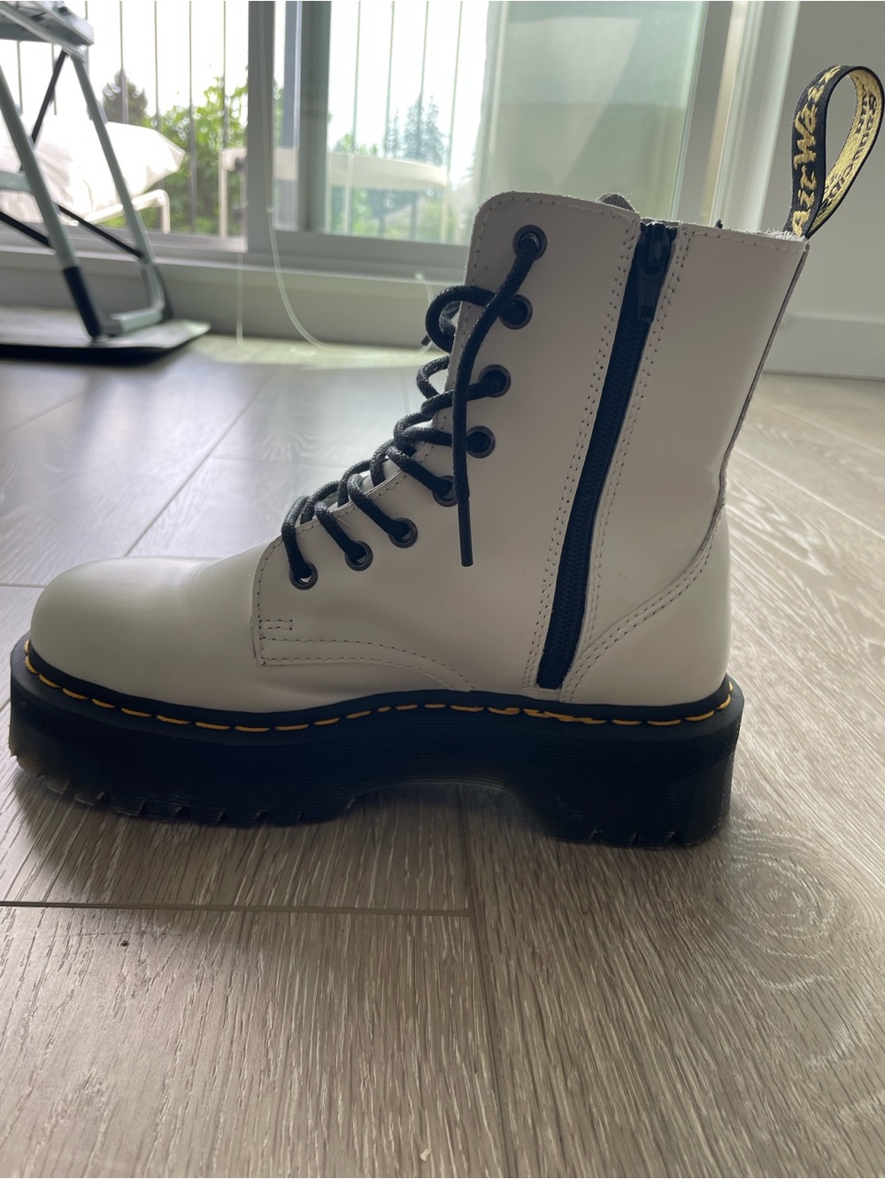 Dr. Martens White Leather Jadon Platform Lace-Up Boot - Picture 3 of 9